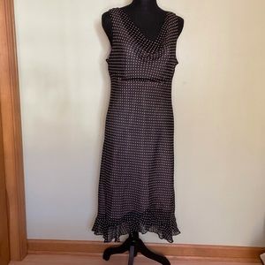 Polka dot chiffon tea length dress